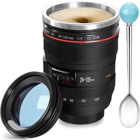 Camera Lens Coffee Mug,Camera Lens Mug,Fun Photo Coffee Mugs Stainless Steel Lens Mug Thermos Great Gifts for Photographers,Home Supplies,Friends,School Rewards -