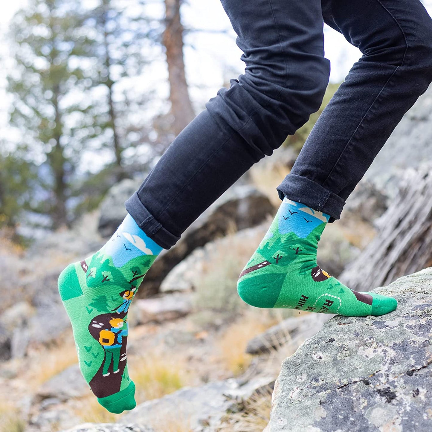 Outdoor Themed Socks for Men, Women & Teens - Funny Gifts for Camping, Biking, Hiking and More