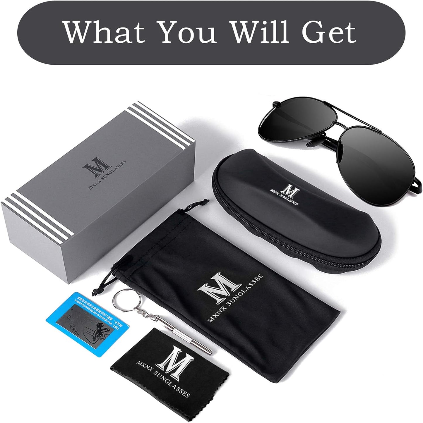 Aviator Sunglasses for Men Polarized Women UV Protection Lightweight Driving Fishing Sports Mens Sunglasses MX208