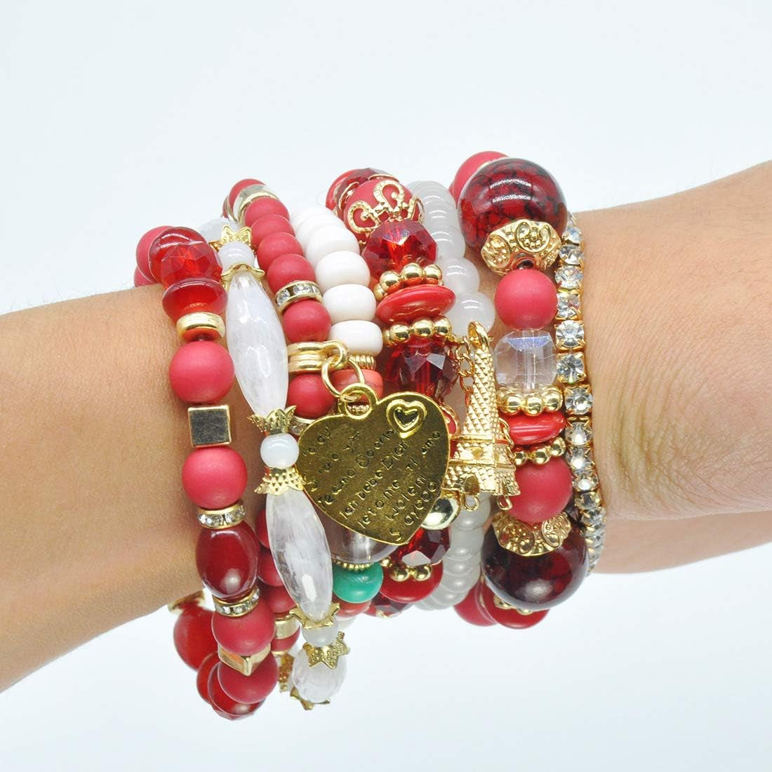 Bohemian Bracelet Sets for Women - 6 Sets Stackable Stretch Bracelets Multi-Color Boho Jewelry for Women Hippie Bracelets Dainty Jewelry Best Friend Gift