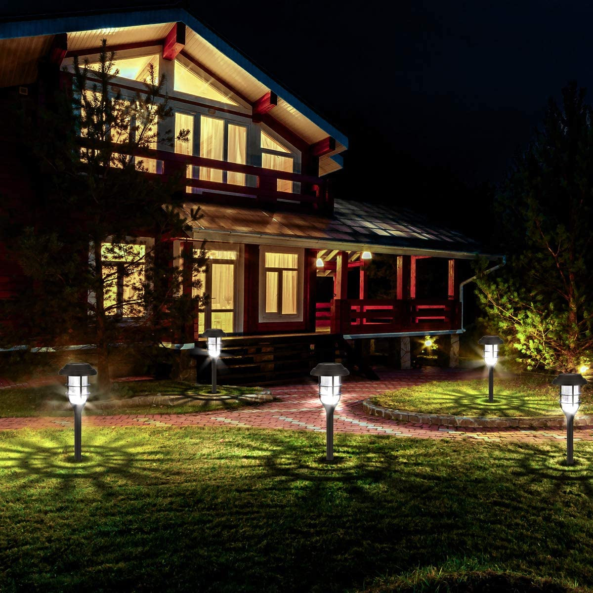 Solar Outdoor Lights, 8 Pack Solar Pathway Lights, Bright Solar Garden Lights, Waterproof Led Solar Yard Lights for Patio, Lawn, Yard, and Landscape-(Cold White)