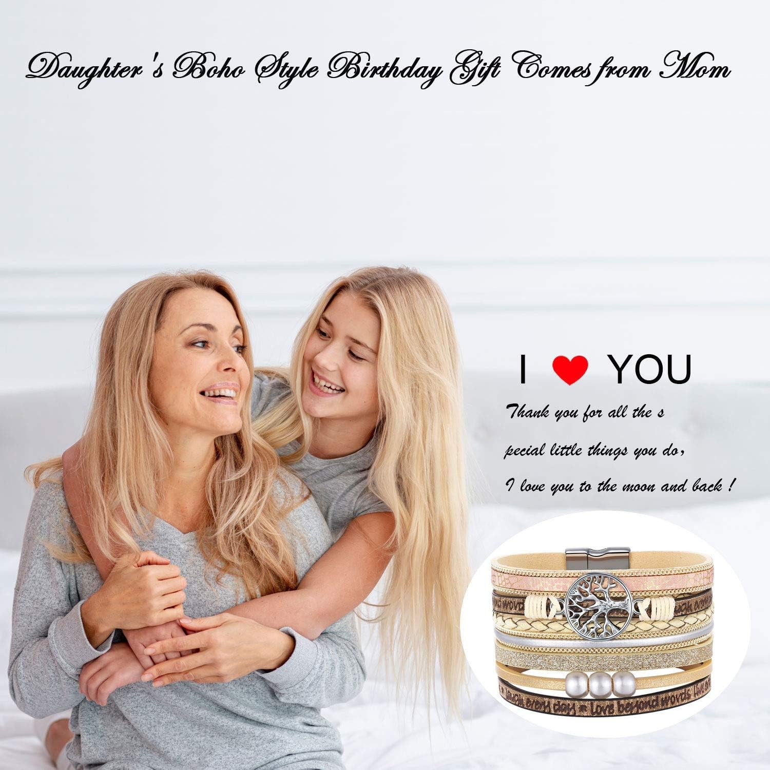 Inspirational Tree of Life Leather Bracelets for Women,Birthday Christmas Jewelry Gifts for Teens Girls