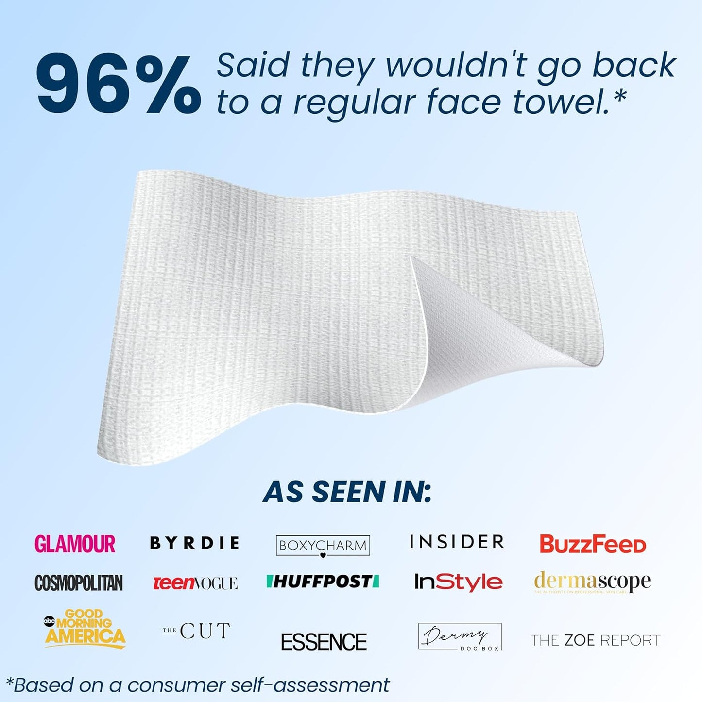 Clean Towels XL, 100% USDA Biobased Face Towel, Disposable Face Towelette, Makeup Remover Dry Wipes, Ultra Soft, 50 Ct, 1 Pack