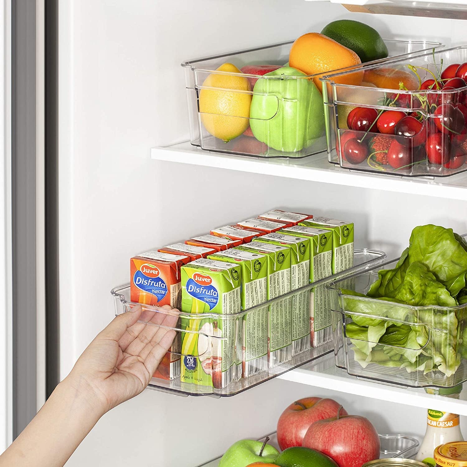 Refrigerator Organizer Bins - 8Pcs Clear Plastic Bins for Fridge, Freezer, Kitchen Cabinet, Pantry Organization and Storage, BPA Free Fridge Organizer, 12.5" Long