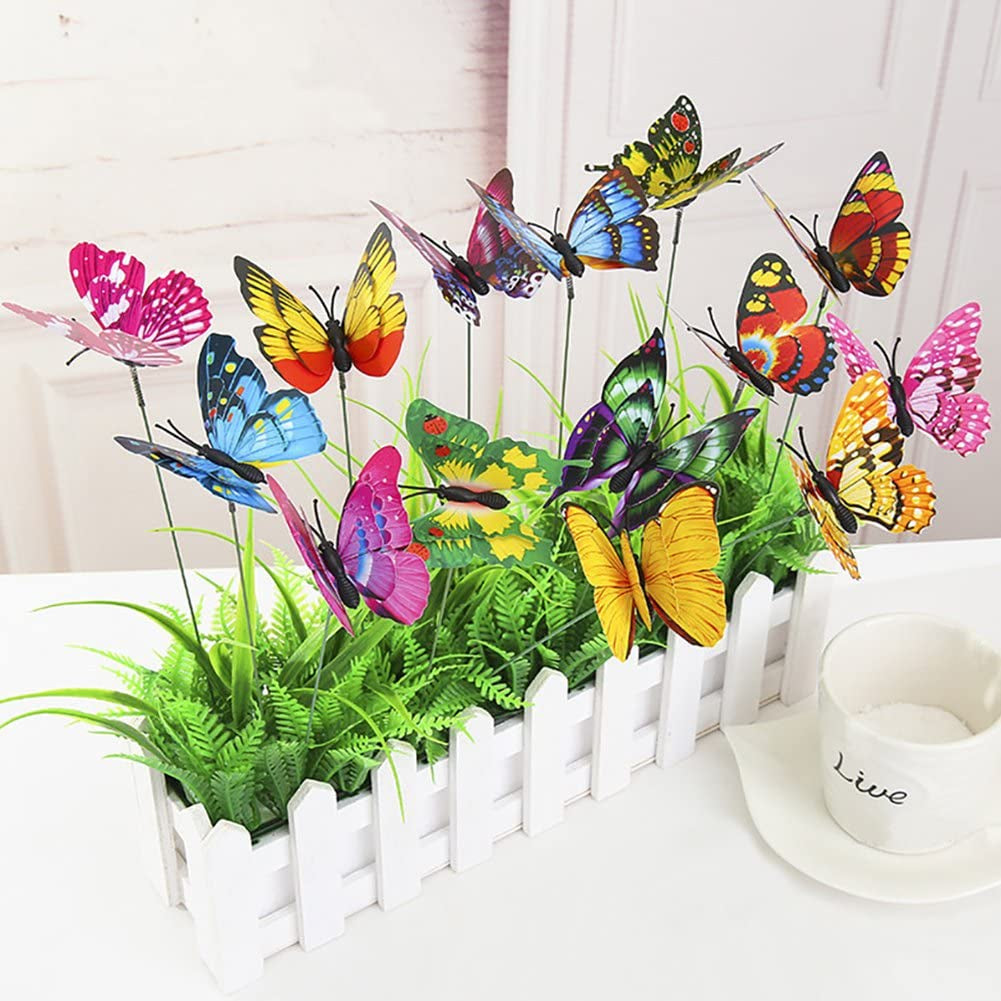 Butterfly Stakes, 50Pcs 11.5Inch Garden Butterfly Ornaments, Waterproof Butterfly Decorations for Indoor/Outdoor Yard, Patio Plant Pot, Flower Bed, Home Decoration