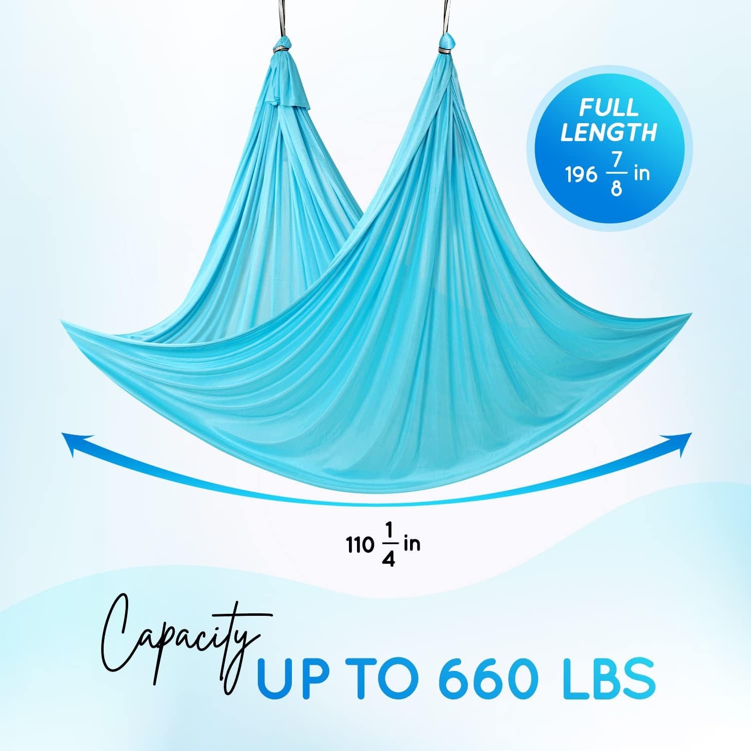 Aerial Yoga Hammock 5.5 Yards, 198 Inches Height Aerial Silks, Yoga Trapeze Increasing Strength, Flexibility and Balance