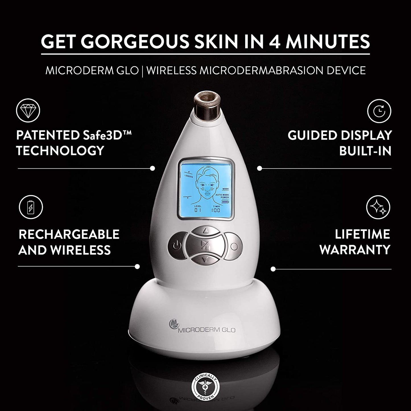 Diamond Microdermabrasion Machine and Suction Tool - Clinical Micro Dermabrasion Kit for Tone Firm Skin, Advanced Home Facial Treatment System & Exfoliator for Bright Clear Skin
