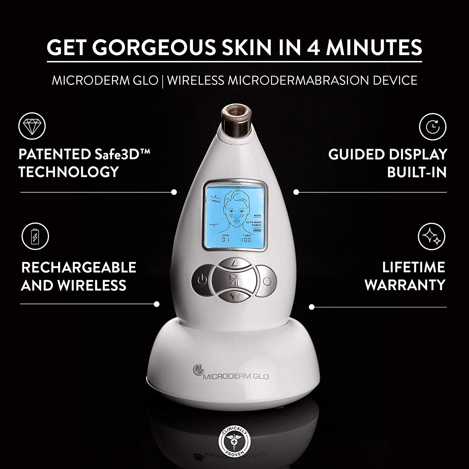 Diamond Microdermabrasion Machine and Suction Tool - Clinical Micro Dermabrasion Kit for Tone Firm Skin, Advanced Home Facial Treatment System & Exfoliator for Bright Clear Skin