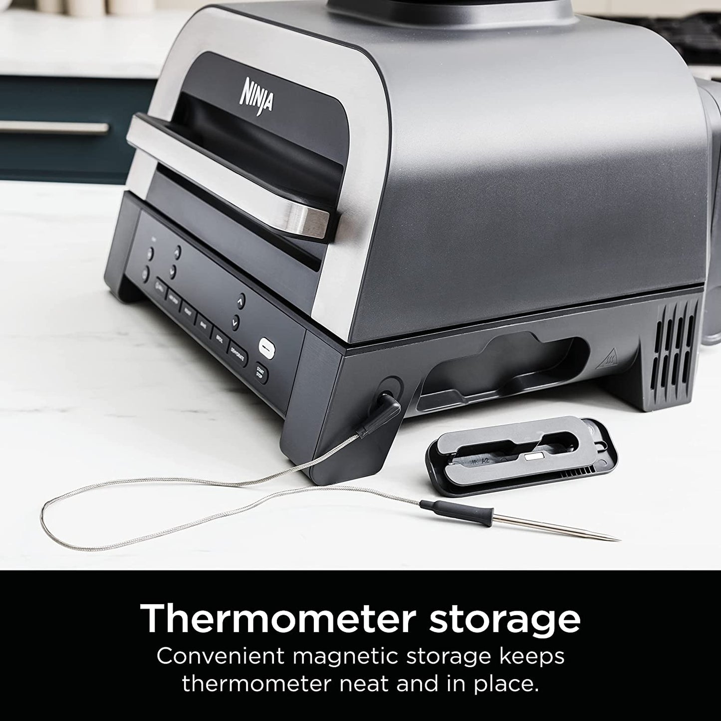 DG551 Foodi Smart XL 6-In-1 Indoor Grill with Air Fry, Roast, Bake, Broil, & Dehydrate, Foodi Smart Thermometer, 2Nd Generation, Black/Silver