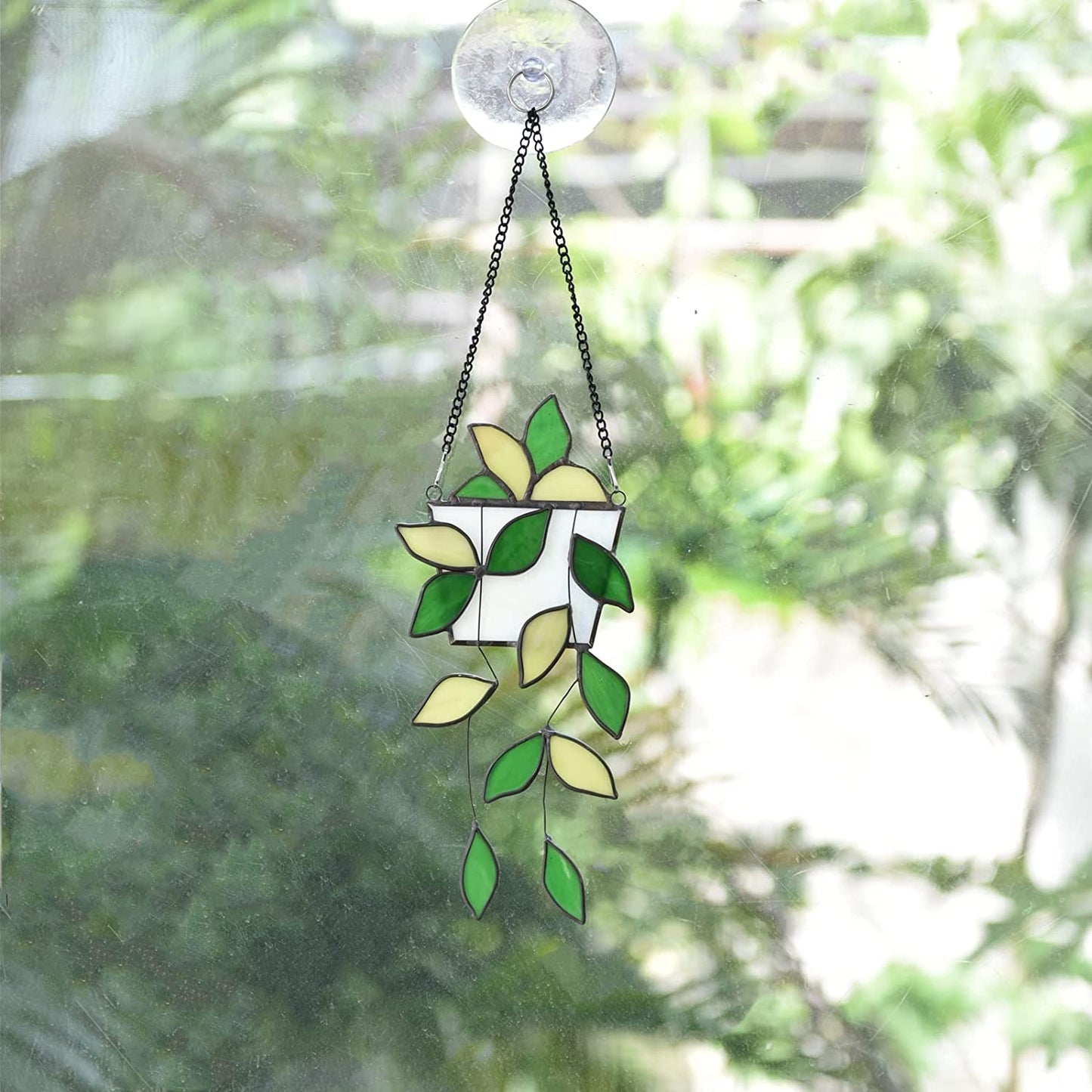 Hanging Plant Home Decor Stained Glass Window Hanging Art Suncatcher AITONGXIAO House Fake Plant