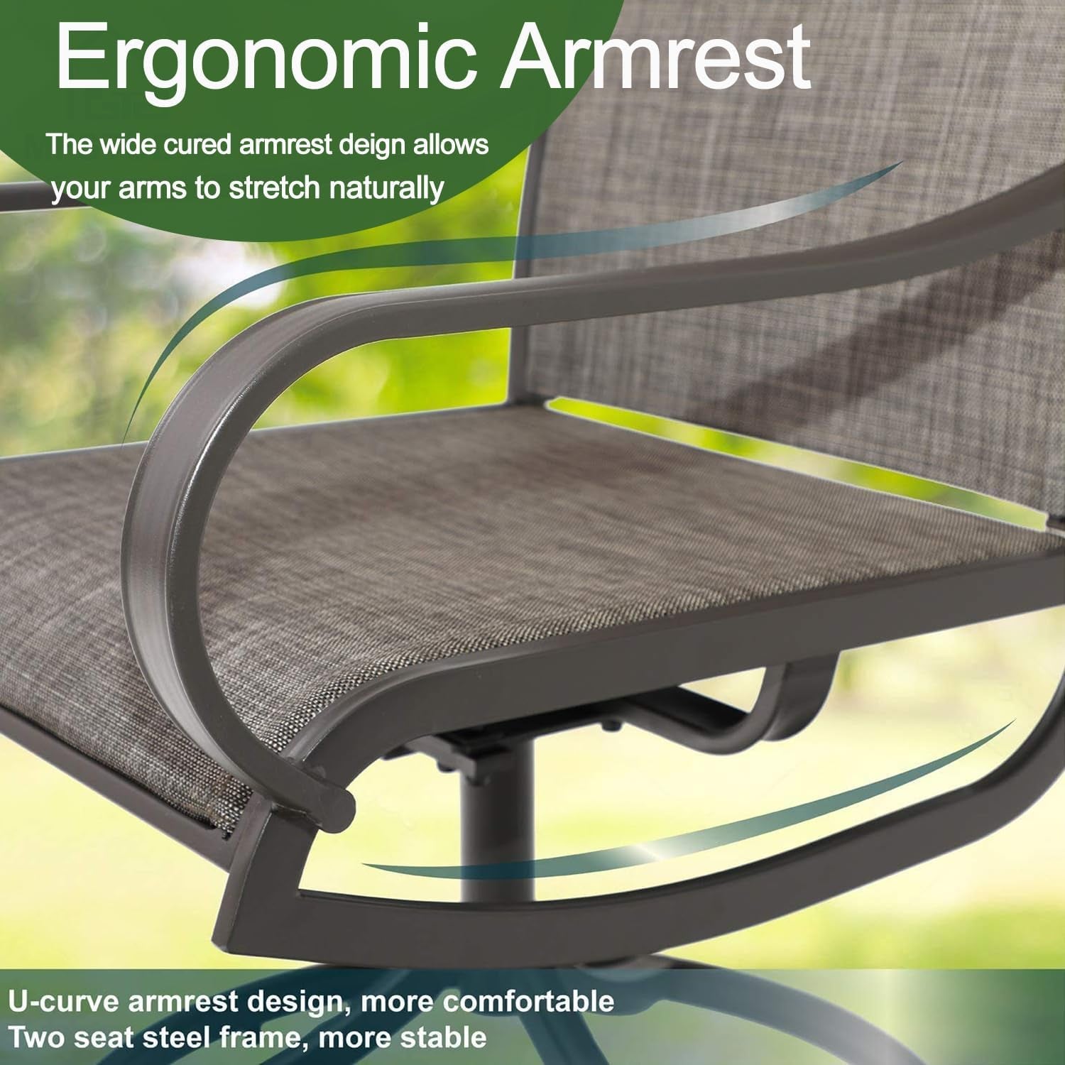 2 Pieces Patio Metal Dining Swivel Chairs Bistro Backyard Rocker Chairs Weather Resistant Garden Outdoor Furniture