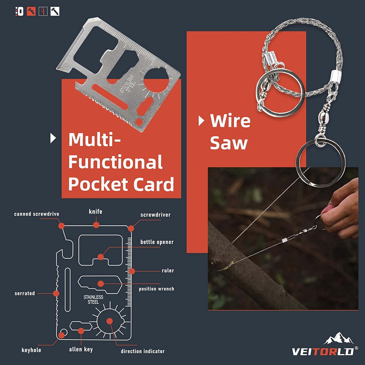 Gifts for Men Dad Him Christmas, Survival Gear and Equipment 12 in 1, Survival Kits, Cool Unique Fishing Hunting Birthday Gift for Husband Teen Boy Boyfriend Women, Stocking Stuffers for Men