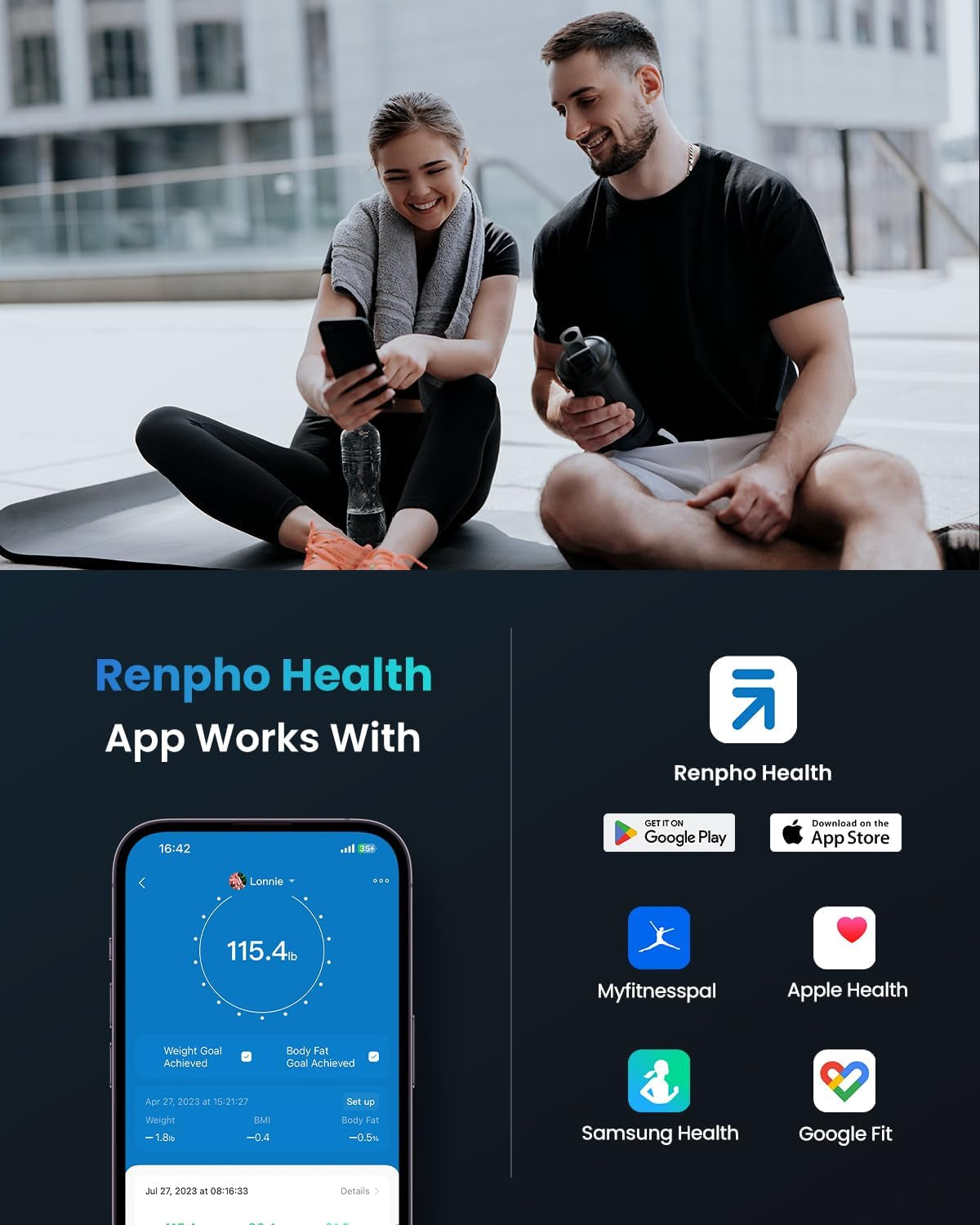 Bluetooth Body Fat Scale, Digital Weight Scale Bathroom Smart Body Composition Analyzer Wireless BMI Compact Scale Health Monitor with Smartphone APP, 396 Lbs