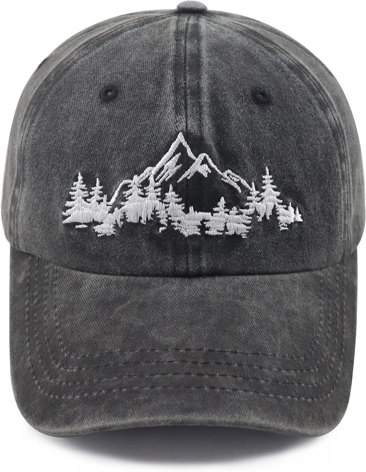 Mountain Trees Hat for Men Women, Funny Adjustable Cotton Embroidered Camping Hiking Explore Outdoor Baseball Cap