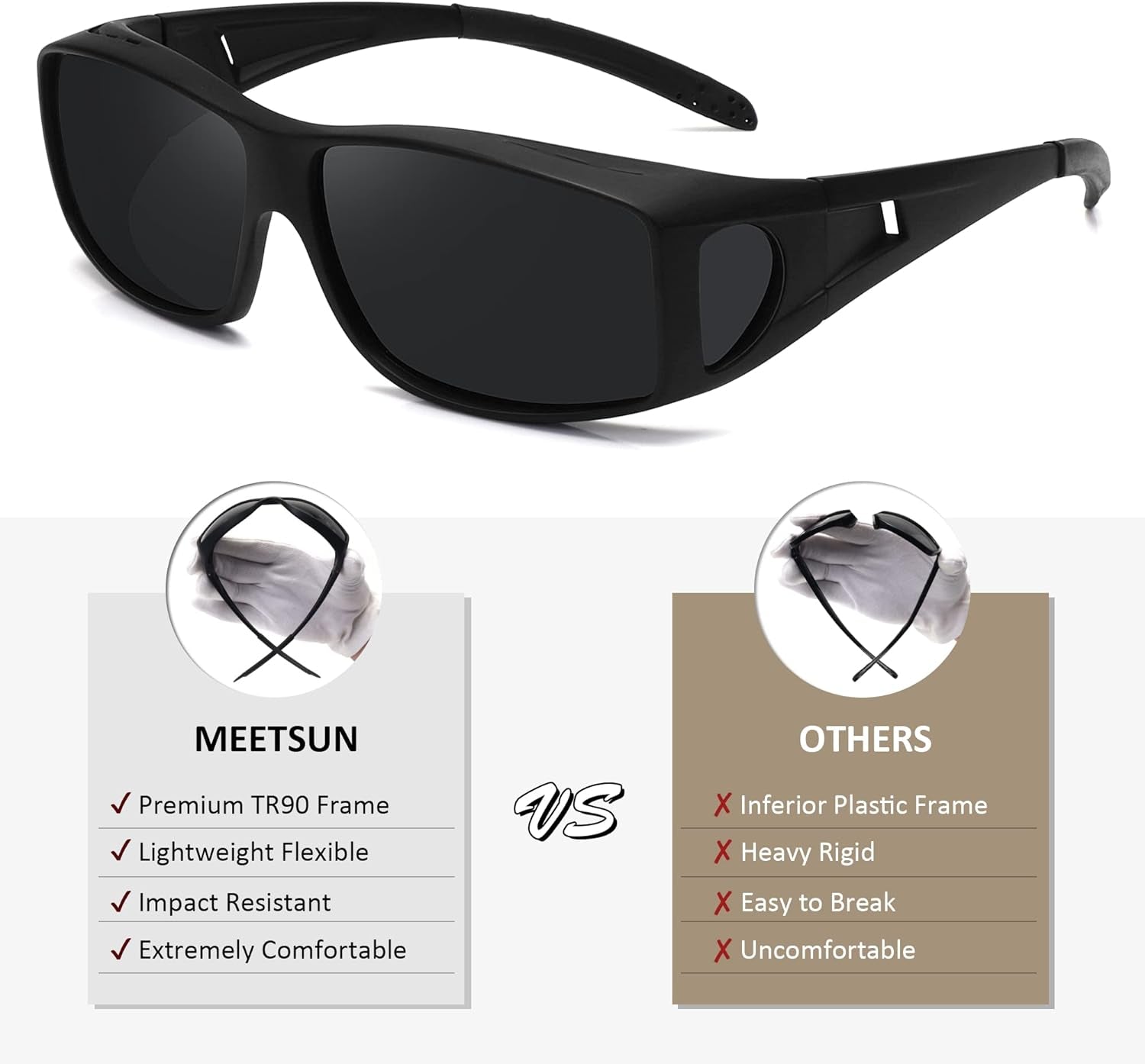 Fit over Glasses Sunglasses for Men Women,Wrap around Sunglasses Polarized 100% UV400 Protection
