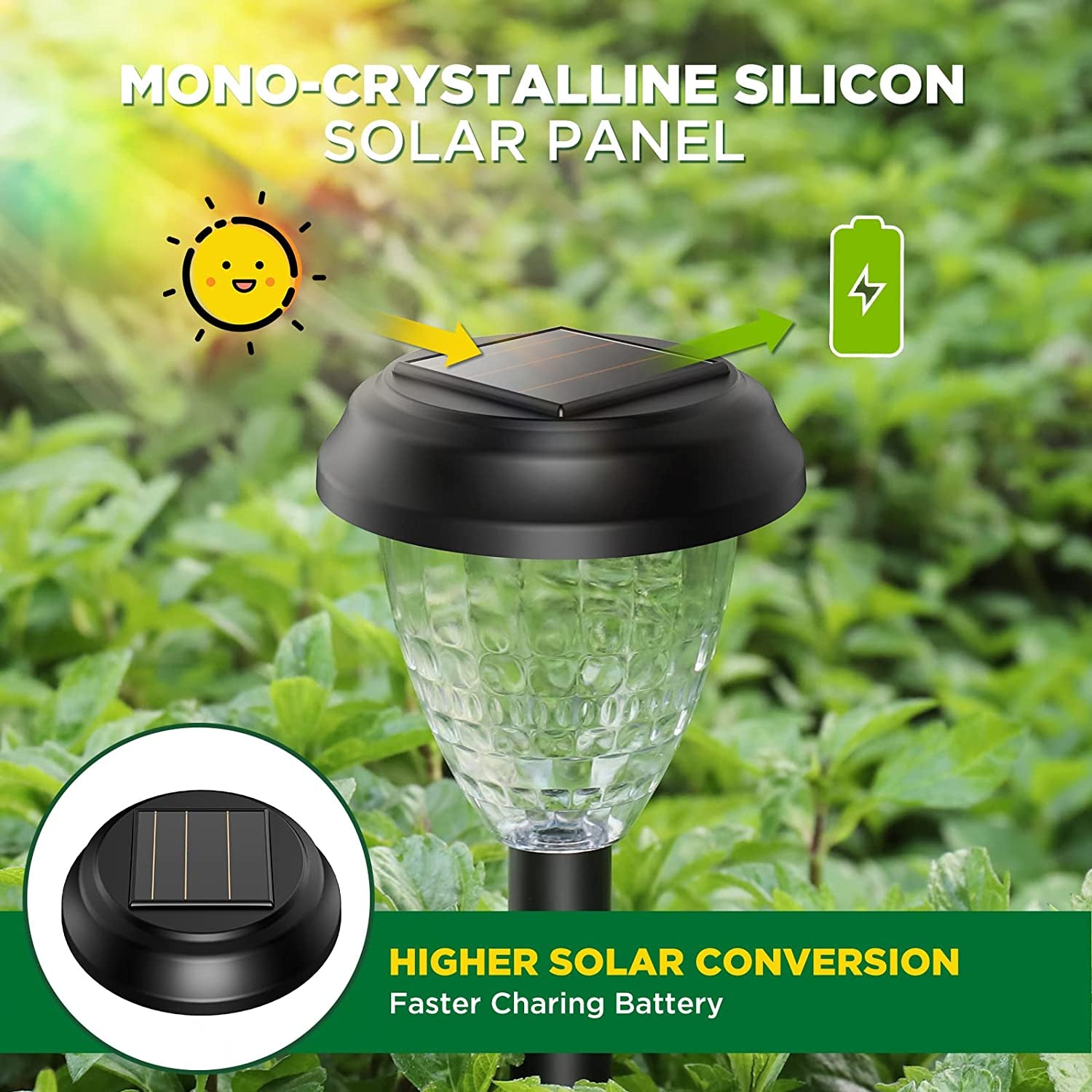 Super Bright Solar Lights Outdoor Waterproof 10 Pack, Dusk to Dawn up to 12 Hrs Solar Powered Outdoor Pathway Garden Lights Auto On/Off, LED Landscape Lighting Decorative for Walkway Patio Yard