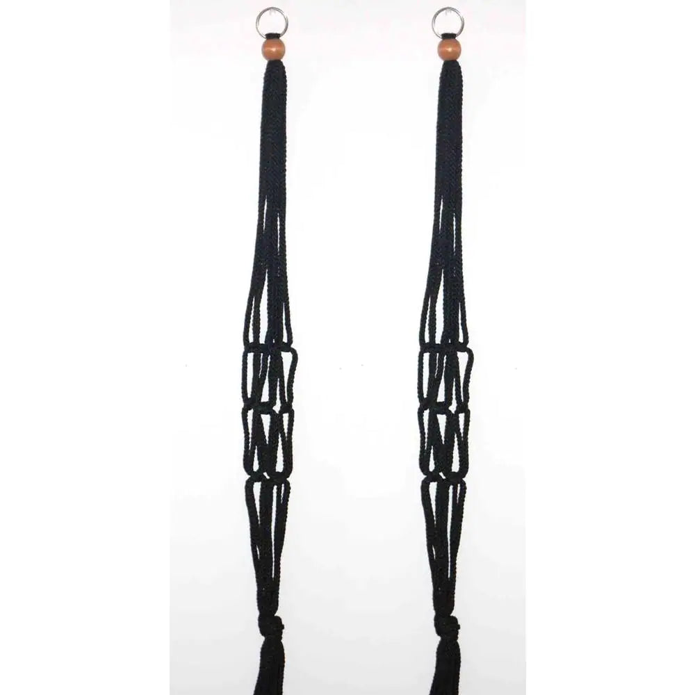 36 In. Polypropylene Black Macrame Plant Hangers (2-Pack)