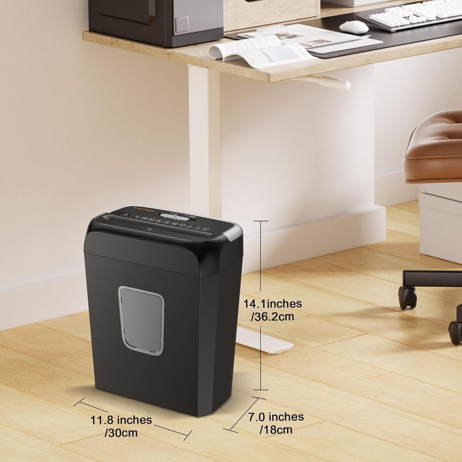 Paper Shredder for Home Use,6-Sheet Crosscut Paper and Credit Card Shredder for Home Office with Handle for Document,Mail,Staple,Clip-3.4 Gal Wastebasket(C237-B)