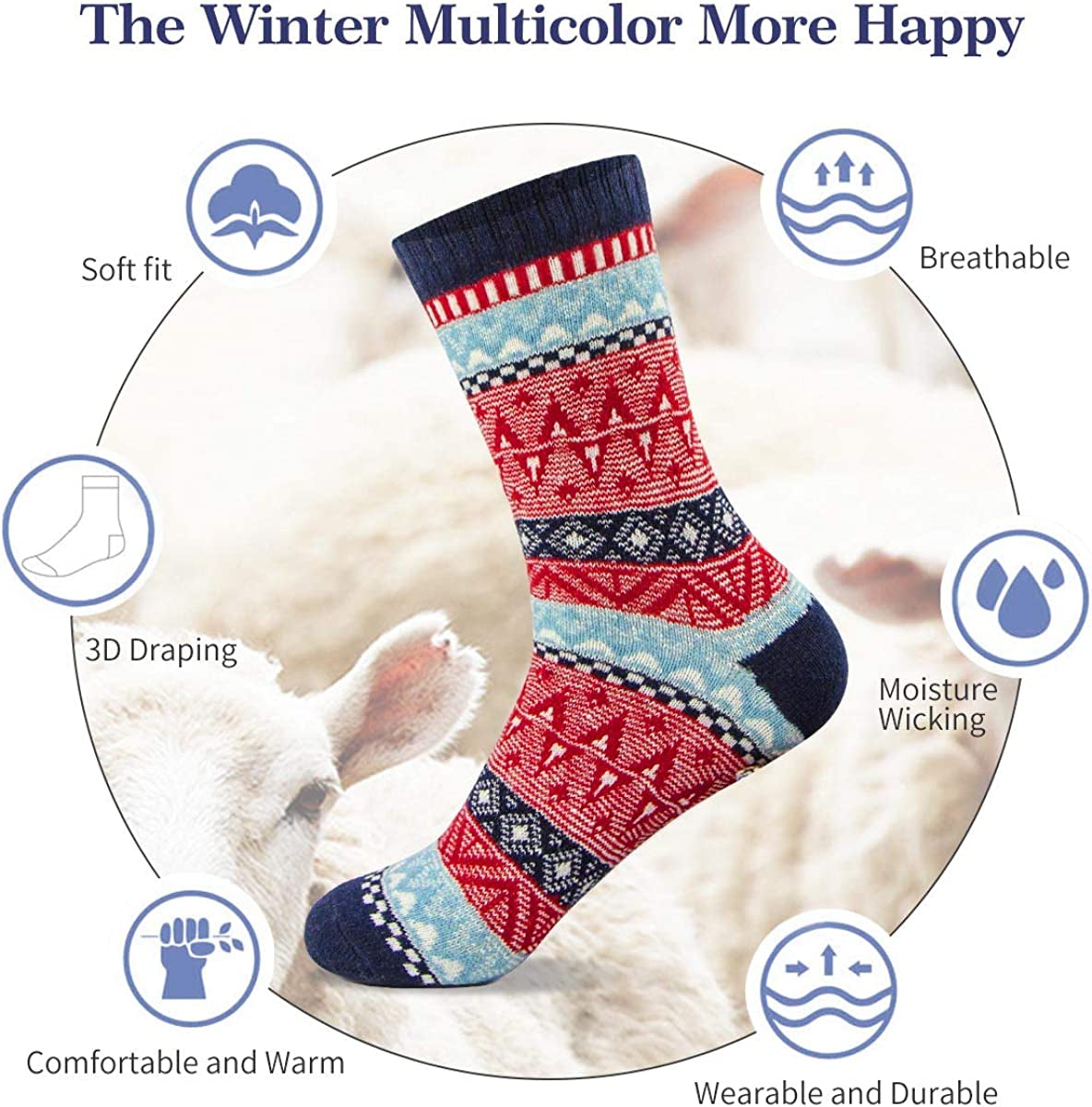 Women Socks Winter - Gifts for Women - Warm Thick Soft Wool Socks Christmas Gifts Socks Cozy Crew Socks