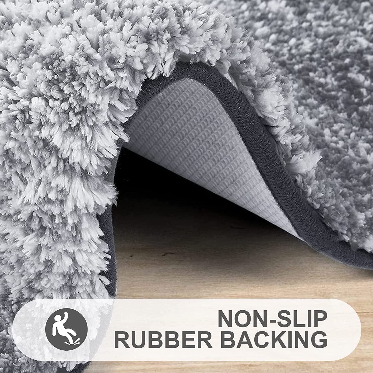 Luxury Bathroom Rug Mat 24X16, Extra Soft and Absorbent Polyester Bath Rugs, Non-Slip Plush Shaggy Bath Carpet, Machine Wash Dry, Bath Mats for Bathroom Floor, Tub and Shower, Grey