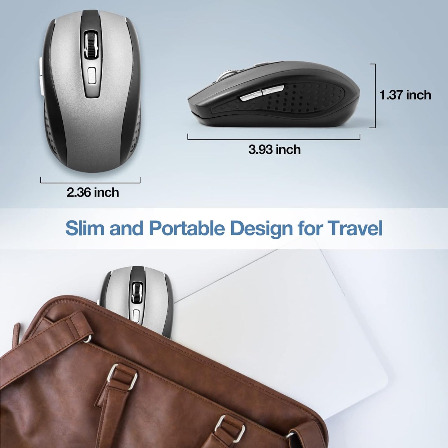 Ultra Scroll Wireless Mouse, 2.4Ghz Wireless Mouse Computer Mouse 1200DPI,6 Buttons with Nano Receiver for Laptop,Pc,Chromebook,Computer,Notebook,Office (Grey)