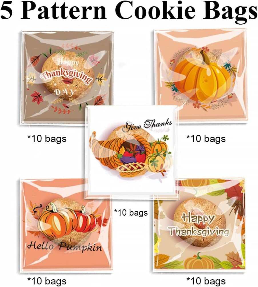 Fall Thanksgiving Feast Cookie Cutters - 5 Pieces Large Cookie Cutters Shape - Turkeys, Oak Leaf, Pumpkin, Acorn, Candy Corn for Christmas Food Party Decorations