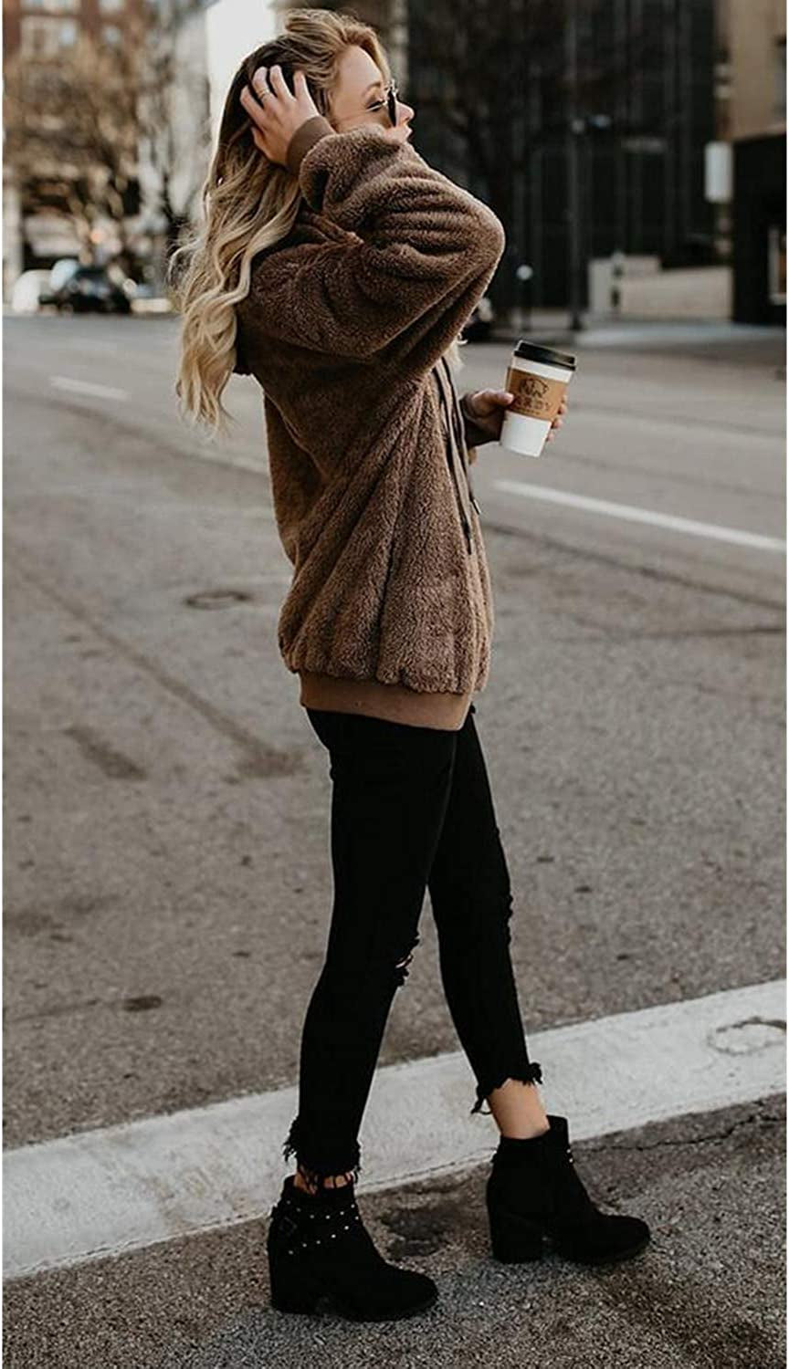 Womens Oversized Sherpa Pullover Hoodie with Pockets Fuzzy Fleece Sweatshirt Tie Dye Fluffy Coat