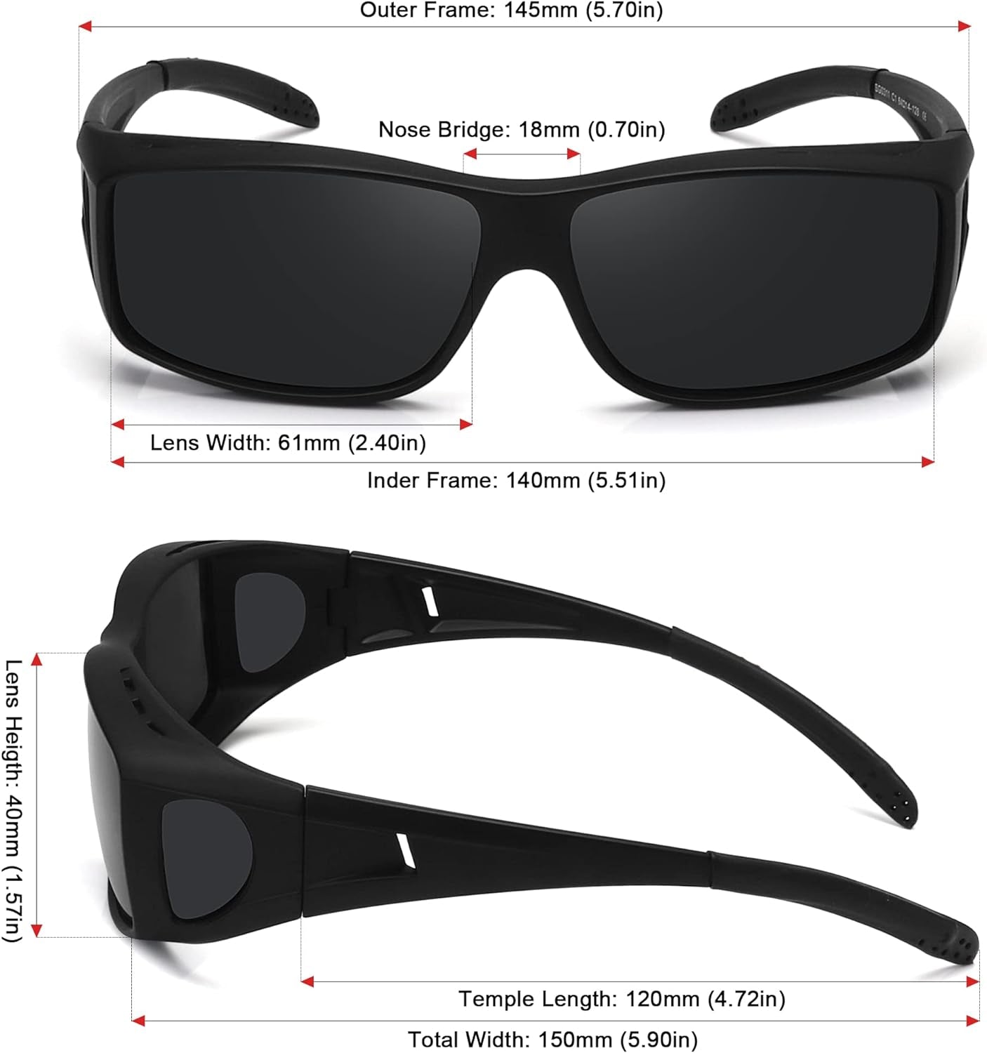 Fit over Glasses Sunglasses for Men Women,Wrap around Sunglasses Polarized 100% UV400 Protection