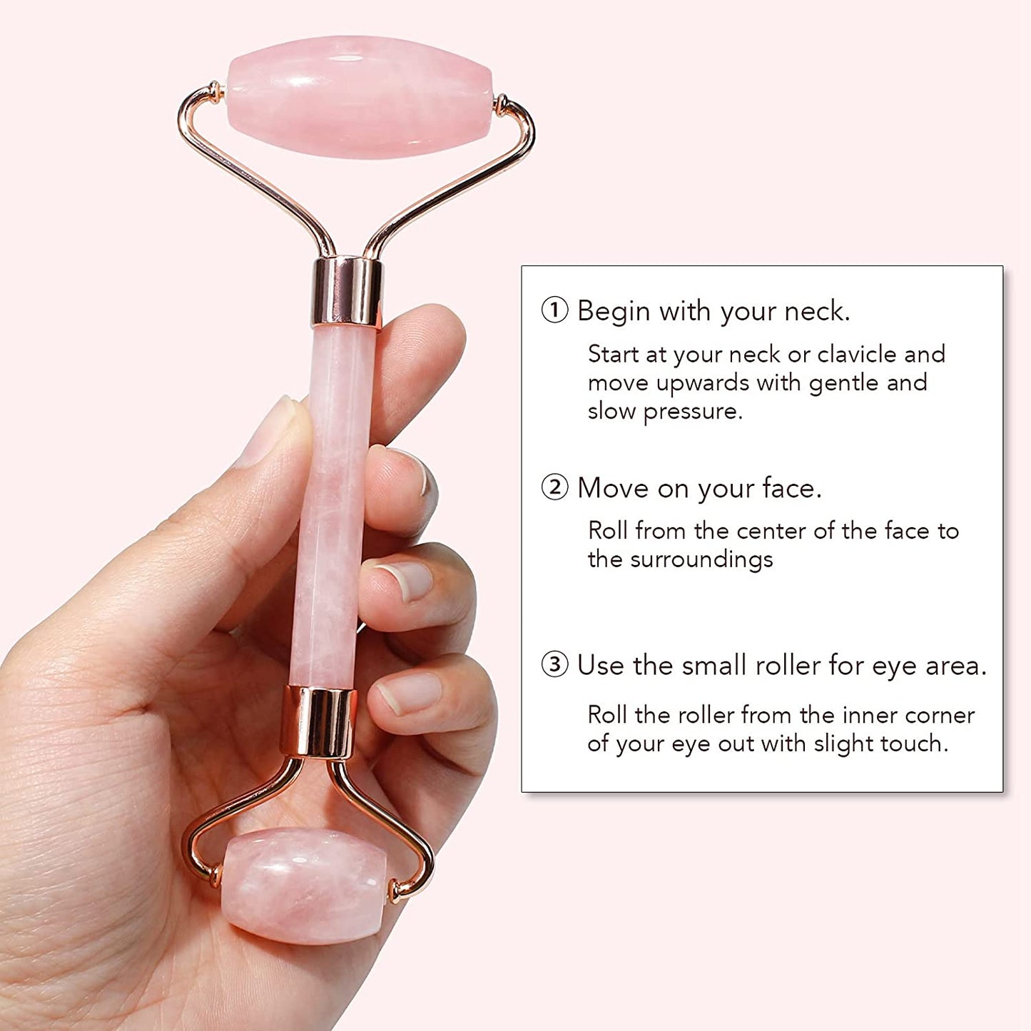 Jade Roller & Gua Sha, Face Roller, Facial Beauty Roller Skin Care Tools,  Rose Quartz Massager for Face, Eyes, Neck, Body Muscle Relaxing and Relieve Fine Lines and Wrinkles