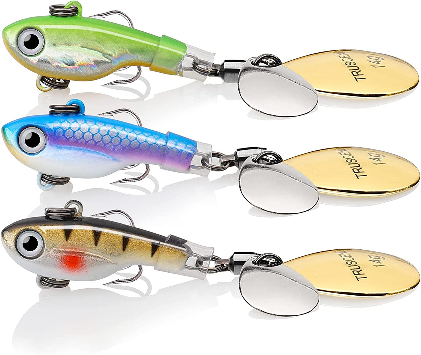 Fishing Spinner Baits with Triple Strengthened Hook, Copper Blade, High Grade Biological Rooster Tail, Long Casting Fishing Lures for Bass Trout Crappie, Fishing Jigs for Freshwater Saltwater