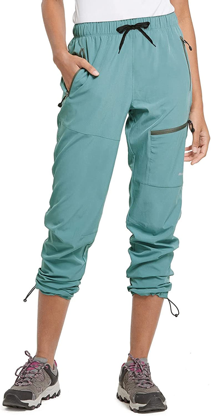 Women'S Hiking Pants Quick Dry Lightweight Water Resistant Elastic Waist Cargo Pants for All Seasons