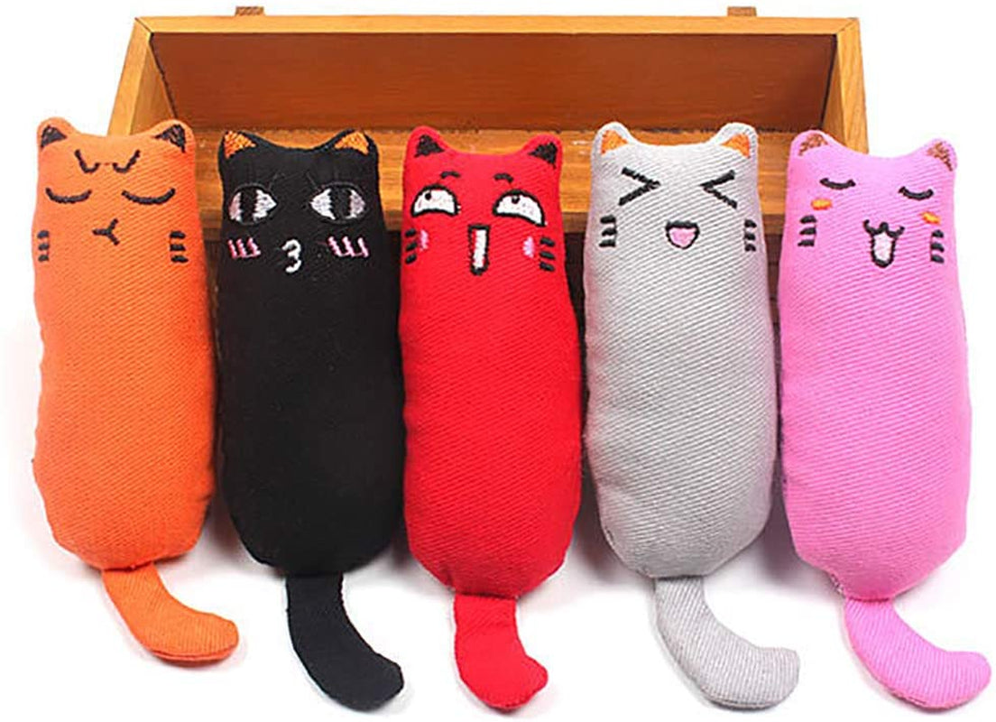 5Pcs Bite Resistant Catnip Toy for Cats,Catnip Filled Cartoon Mice Cat Teething Chew Toy